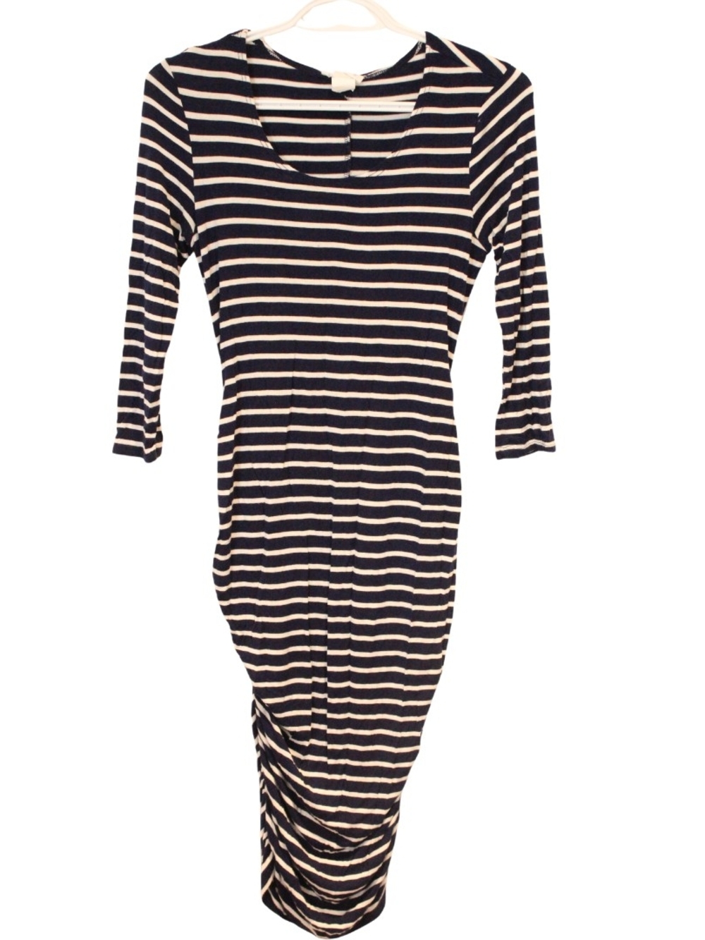 Brandy Blu Navy & White Striped Long Sleeve Maternity Dress Size Small